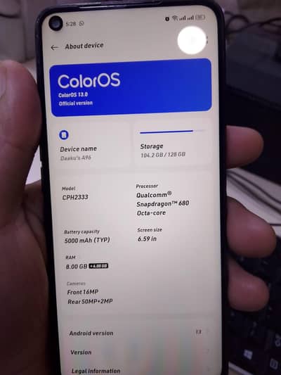 Oppo A96 Dual Sim PTA Approved.
