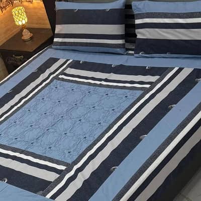 Stylish 3 Pcs Cotton Bedsheet Set Double Bed (New Design)