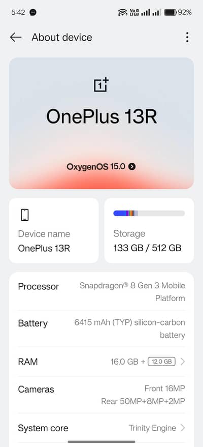 AOA one+ 13r ace5 pta approved  16gb Wala hy