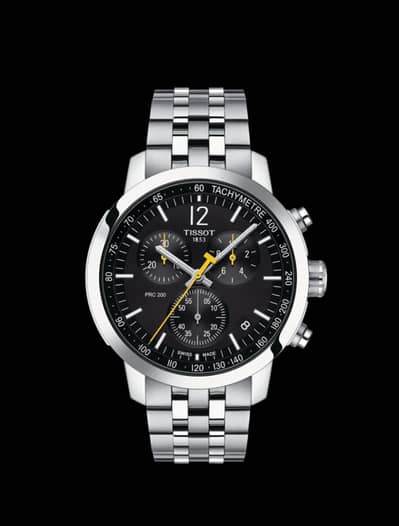 Tissot PRC 200 Silver Stainless Steel Black Dial Chronograph Quartz