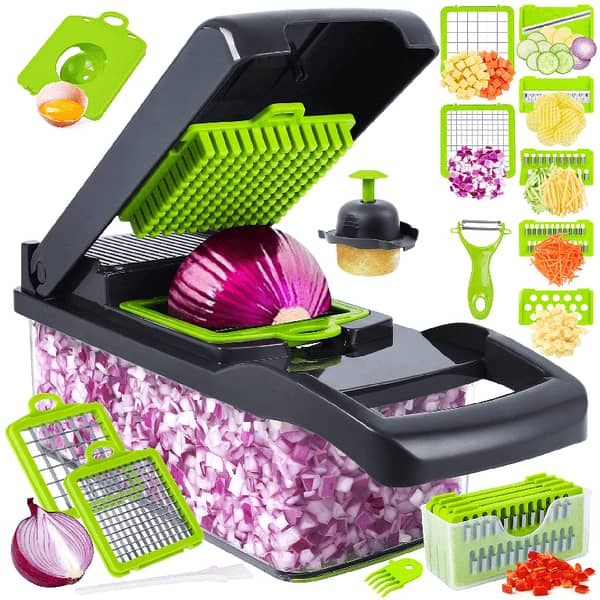 Vegetable Cutter & Chopper - 16 in 1 cutter - Slicer cutter - Fruit cutter - Slicer - Chopper - Multifunctional cutter - Dicer - Manual cutter – Dicer – Peeler – Kitchen Gadget - Vegetable chopper slicer - 16 in 1 slicer cutter