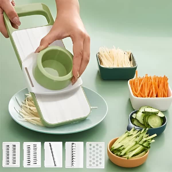 5 in 1 Grater and Slicer with Stainless Steel Blade, Multi-functional Vegetable Fruit Slicer for Kitchen