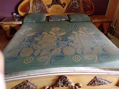 bed with side table and wardrobe set without mattress urgent sale