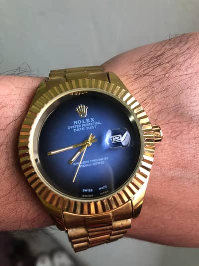 Gold color Rolex swiss made men's watch