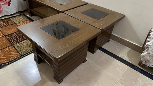 3 tables set for sale (1 center table + 2 side tables).