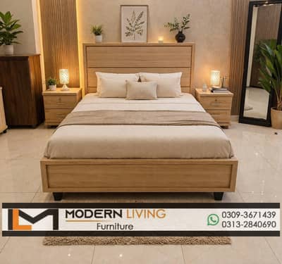 King size bed with 2 side tables best quality in your choice
