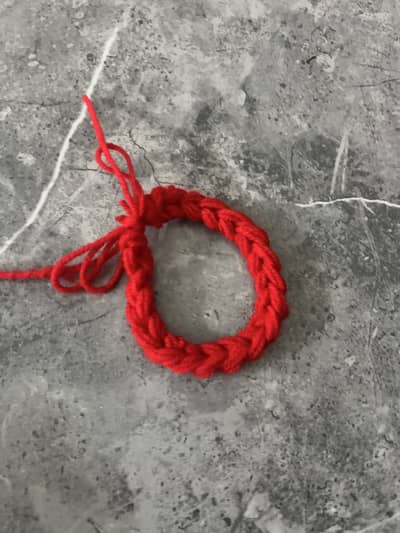 Red crochet bracelet