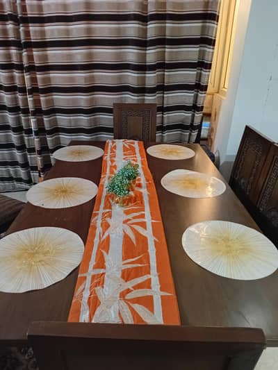 6 seater wooden dining table