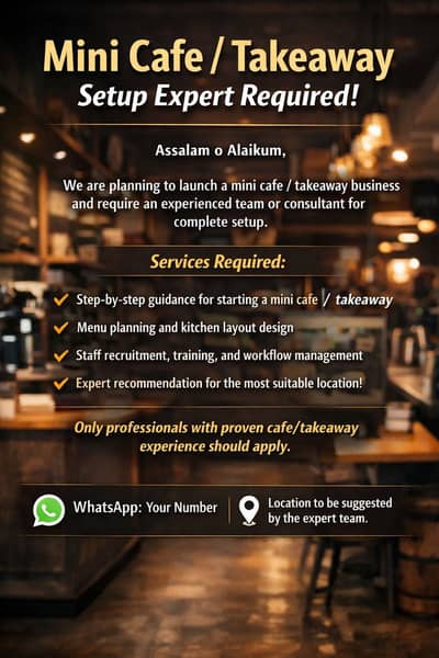 Mini Cafe / Takeaway Setup – Expert Team Required