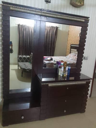 bed , side tables, mattress , curtains and dressing