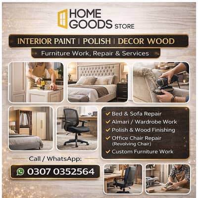 Home & Office Polish paint & Carpentry work  Revolving chair Repairing