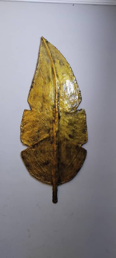 Golden Leaf Wall Decor / Handmade Art Piece