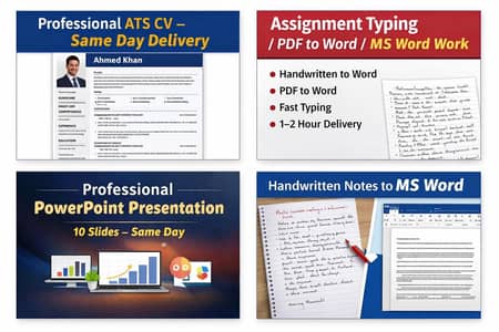 Assignment writing | CV making | handwritten work urgent delivery