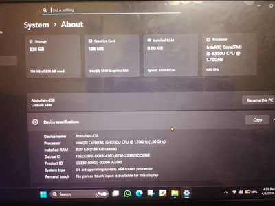 Dell Core i5 8th Gen Laptop | 8GB RAM | 256GB SSD | Graphic Card128mb
