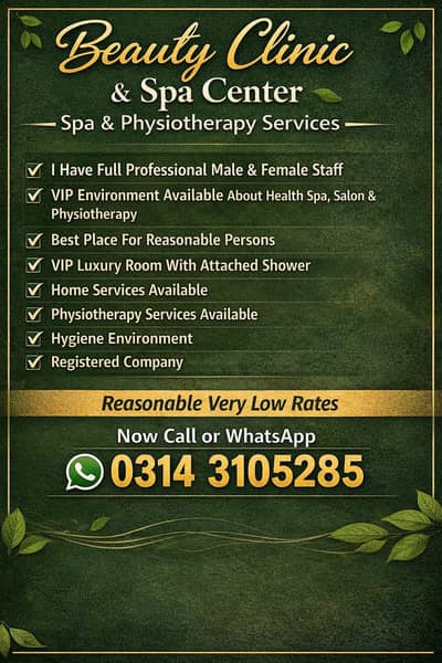 spa and saloon/health and beauty/Physiotherapy / female & maleAvailabl