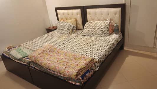 2 Single bed with 1 Side Table and Dressing