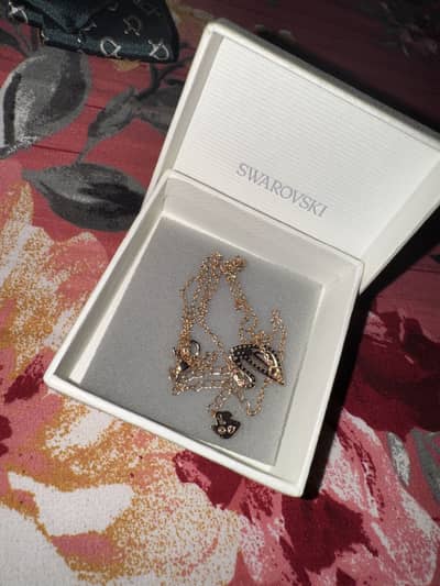 swarovski rose gold swan necklace