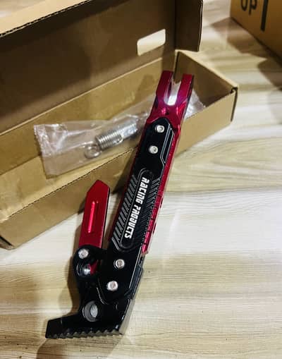 Motorcycle Adjustable side stand Racing product (Red:Black)