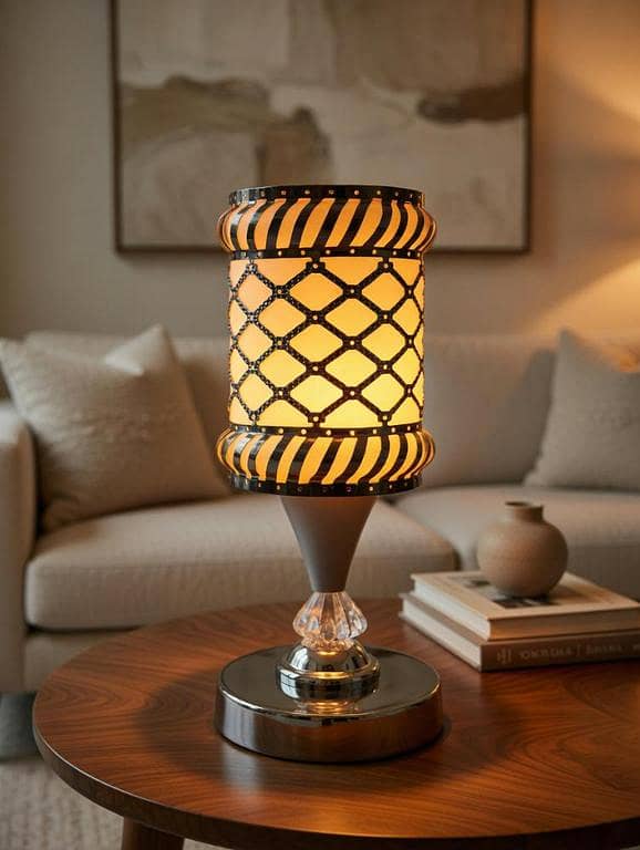 12 Inch Crystal Table Lamp 3 Light Mode (White, Blue, Natural) | Modern Metal Decorative Lamp | Bedroom Bedside Lamp | Home Decor Night Lamp