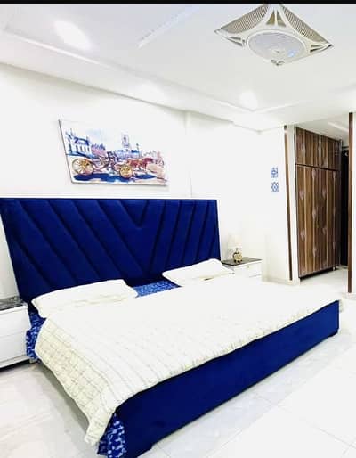 Blue Bed + Sides Table + Dressing Table with Mirror