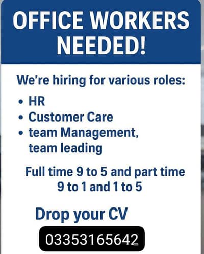 working vecancy available