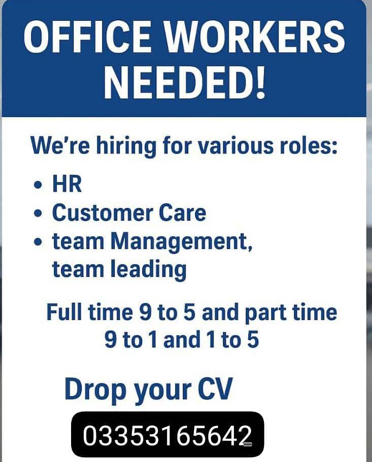 working vecancy available 0