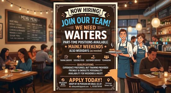 Now Hiring: Energetic Waiters Wanted! 