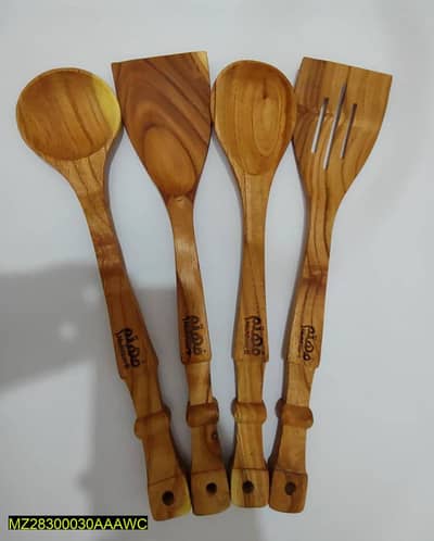 4 Pcs Wooden Spatula Wooden Spoon Set