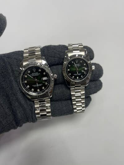 Rolex Datejust Couple Set - Elegant Green Dial & Silver Steel