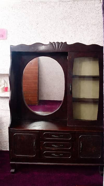 Wooden dressing table with mirror & storage| Strong Wood
