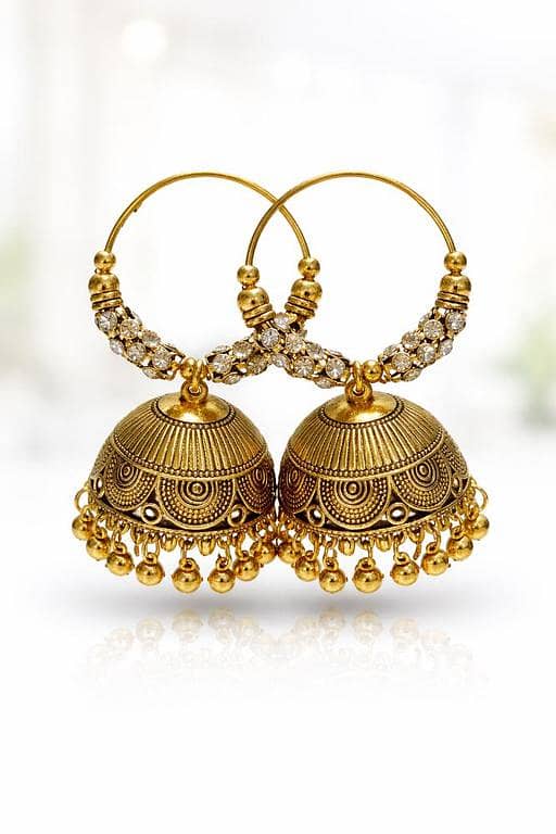 Traditional Jhumka Earrings – Gold & Silver