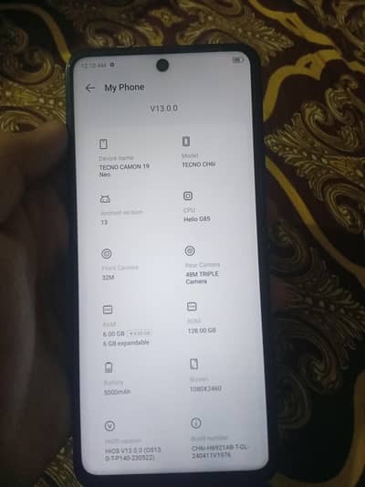 CAMON 19 NEW 6GB 128GB WITH BOX CABLE