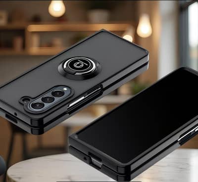 Matte Finish Samsung Z Fold 4 Phone Case with Ring Buckle