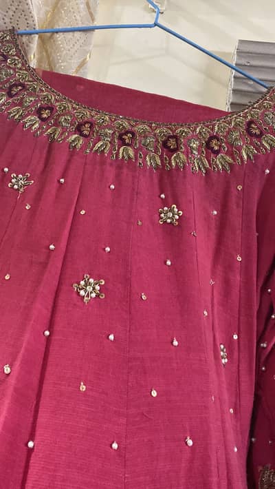 full pink maxi with heavy work