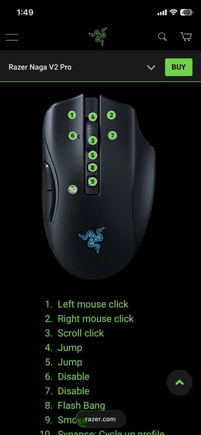 Razer gaming mouse naga v2 pro original