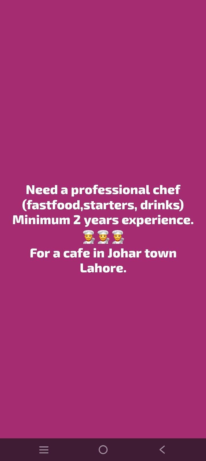 Experienced Chef required 0