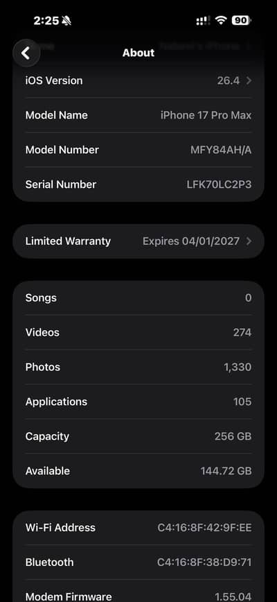iPhone 17 pro max 256gb UAE version for sell Non PTA condition 10/10