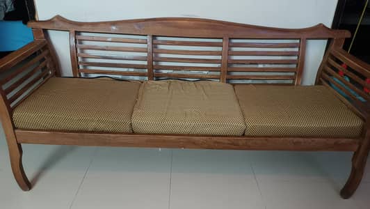 Wooden 3 seater sofa | Cushions included free