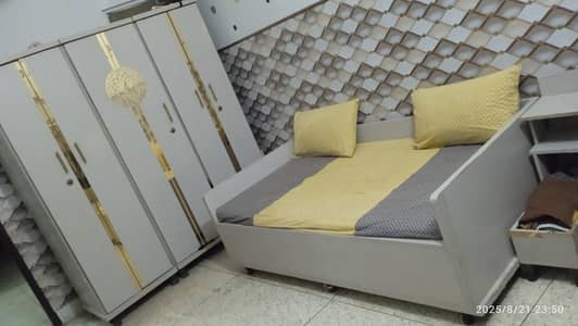 wooden single storage bed with mattress dressing table almari bool sha