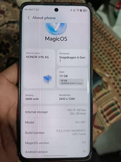honor x9b NON PTA SCREEN LINES