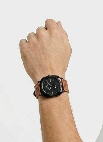 brown leather strap men's watch | wrist watch for men