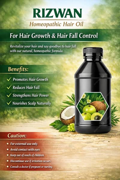 Rizwan Homeopathic Hair oil - Fast Hair Growth &Hair Fall Conteol