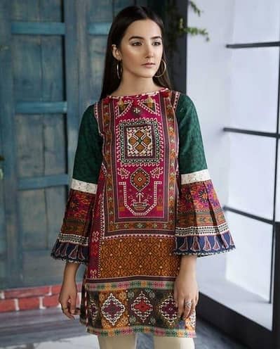 Multicolour printed swiss lawn women shart