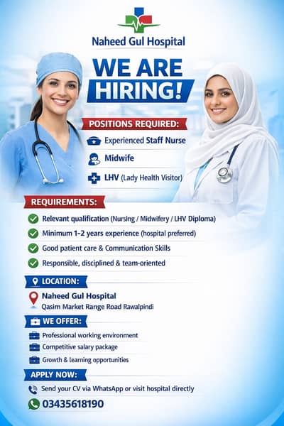 Required Experienced Nurse, Midwife, LHV