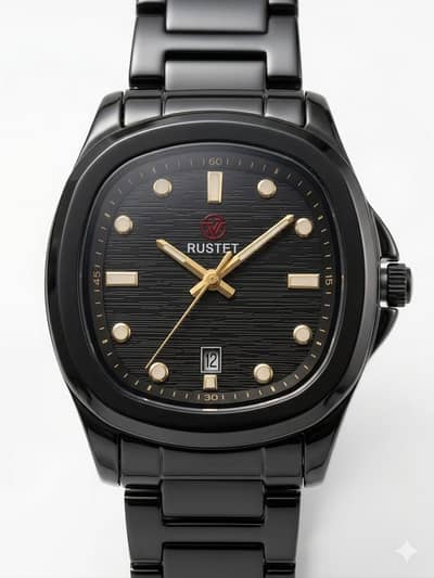 Rustet Luxury men’s Polished silver-tone stainless steel design watch