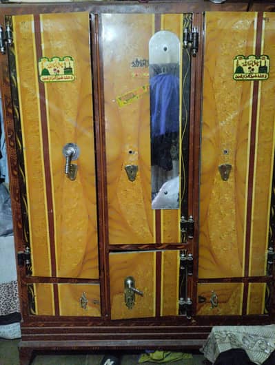 Wooden Wardrobe with Mirror & Locks