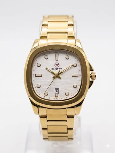RUSTET Luxury Men’s Watch with Day-Date Display – Gold Tone Design