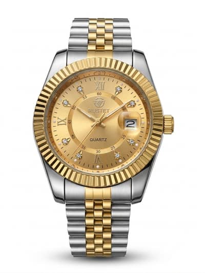 Rustet Luxury Gold Stainless Steel Watch Black Dial Stylish Stylis