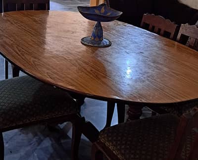 wood dining table with 6 chairs
