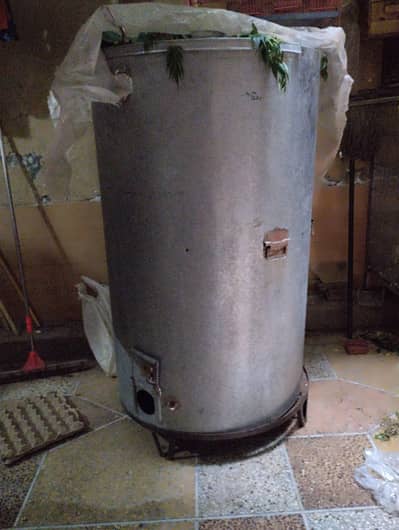 Large Metallic Wheat Storage Tank